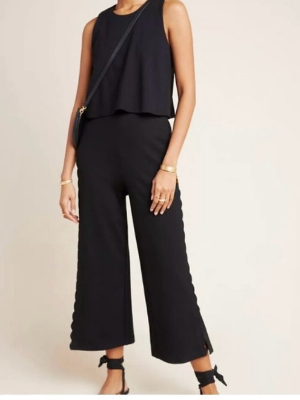 Little Black Scalloped Anthropologie Freya Jumpsuit